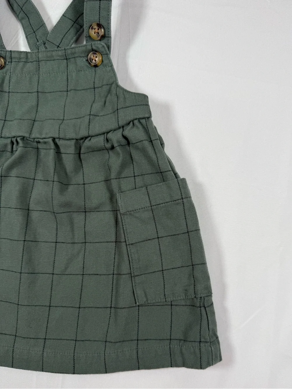 CARTER’S Girls Jumper Dress 3-6M Pinafore Pocket Windowpane Cottagecore Preppy